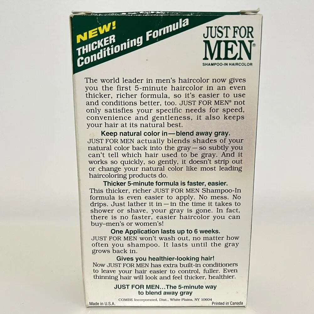 Just For Men Shampoo In Hair Color Natural Dark Brown Black Vintage Prop